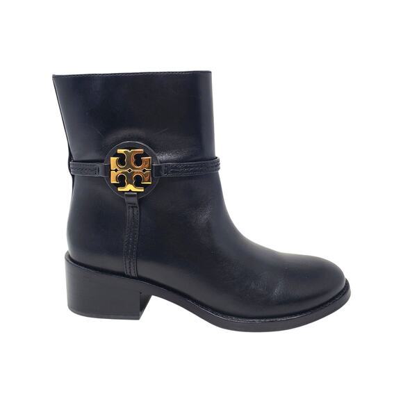 Tory Burch Miller 45MM Ankle Bootie Calf Leather Perfect Black 61151 Size 7 - Picture 1 of 8